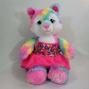 Build A Bear Great Wolf Lodge GWL Exclusive Rainbow Wolf
